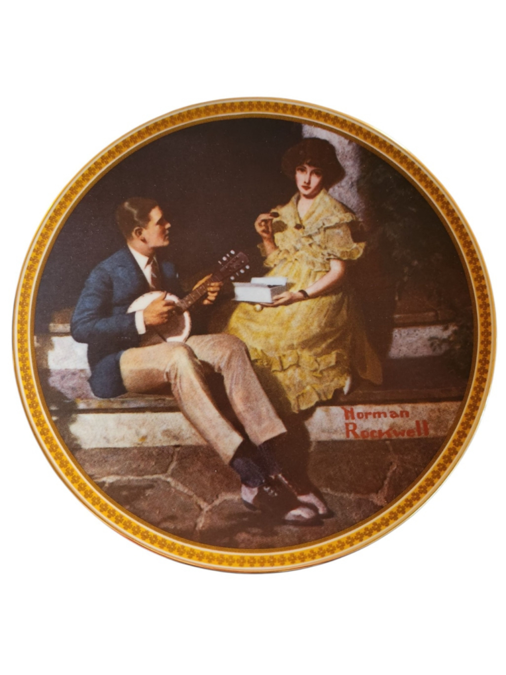 Knowles Norman Rockwell Plate Pondering on the Porch "Rediscovered Women" 1984